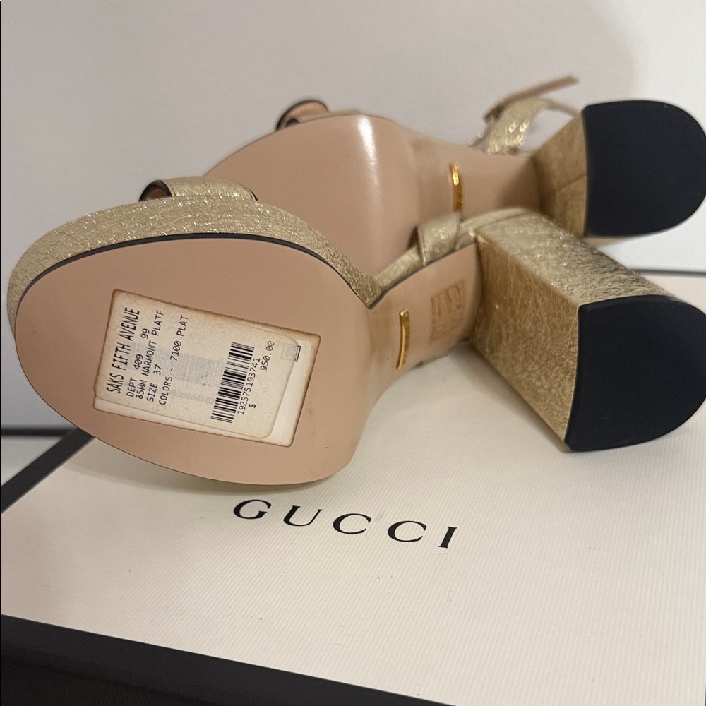 Gucci Metallic Gold Women's Heels - Picture 3 of 11